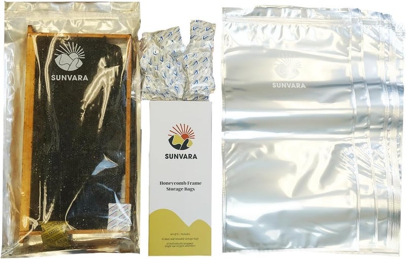 SunVara Bundle 5 Gallon White Honey Extractor Equipment Bucket Food-Grade PP 20L Capacity/ Bee Storage Beehive Frame Honeycomb Resealable Bag Reusable Beekeeping Equipment 10 Bags - Image 5